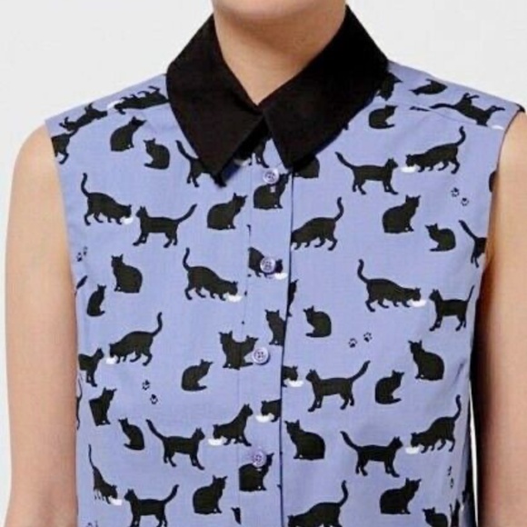 Kate Spade Cats and Cream Collared Shirt 0 XS - Picture 2 of 8